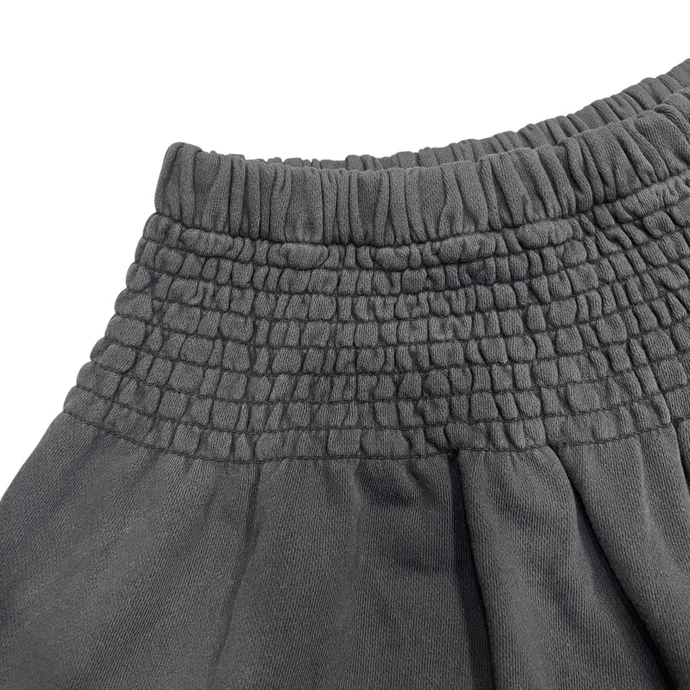 Aerie Smocked Fleece Mini Skirt Charcoal Gray French Terry 0703-1871 NEW